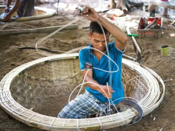 Bamboo Basket Boat Village In Phu Yen